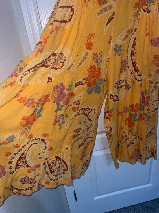 Free People We The Free Dawn On Me Cord WideLeg Pants Floral Paisley Bohemian XL - Picture 6 of 8